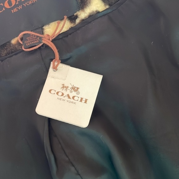 Coach  faux fur leopard spotted jacket with real shearling collar NWT brand new - Picture 8 of 12